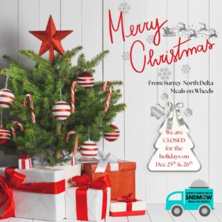 From the entire team at Surrey-North Delta Meals on Wheels, we wish you all a very #MerryChristmas🎄💝☃️ May your day be filled with love, comfort and joy!Friendly reminder that we are closed for Christmas Day & Boxing Day and will resume regular operations on Monday, December 29th. We will also be closed on Thursday next week for New Years Day. Here is the menu for next week. You can view the full menu or register for our service on our website (Link in Bio): https://sndmow.com/#surreynorthdeltamow #sndmow #surreybc #mealsonwheels #morethanjustameal #mealsforseniors #communityservice #serviceforseniors #likefollowsharecomment
