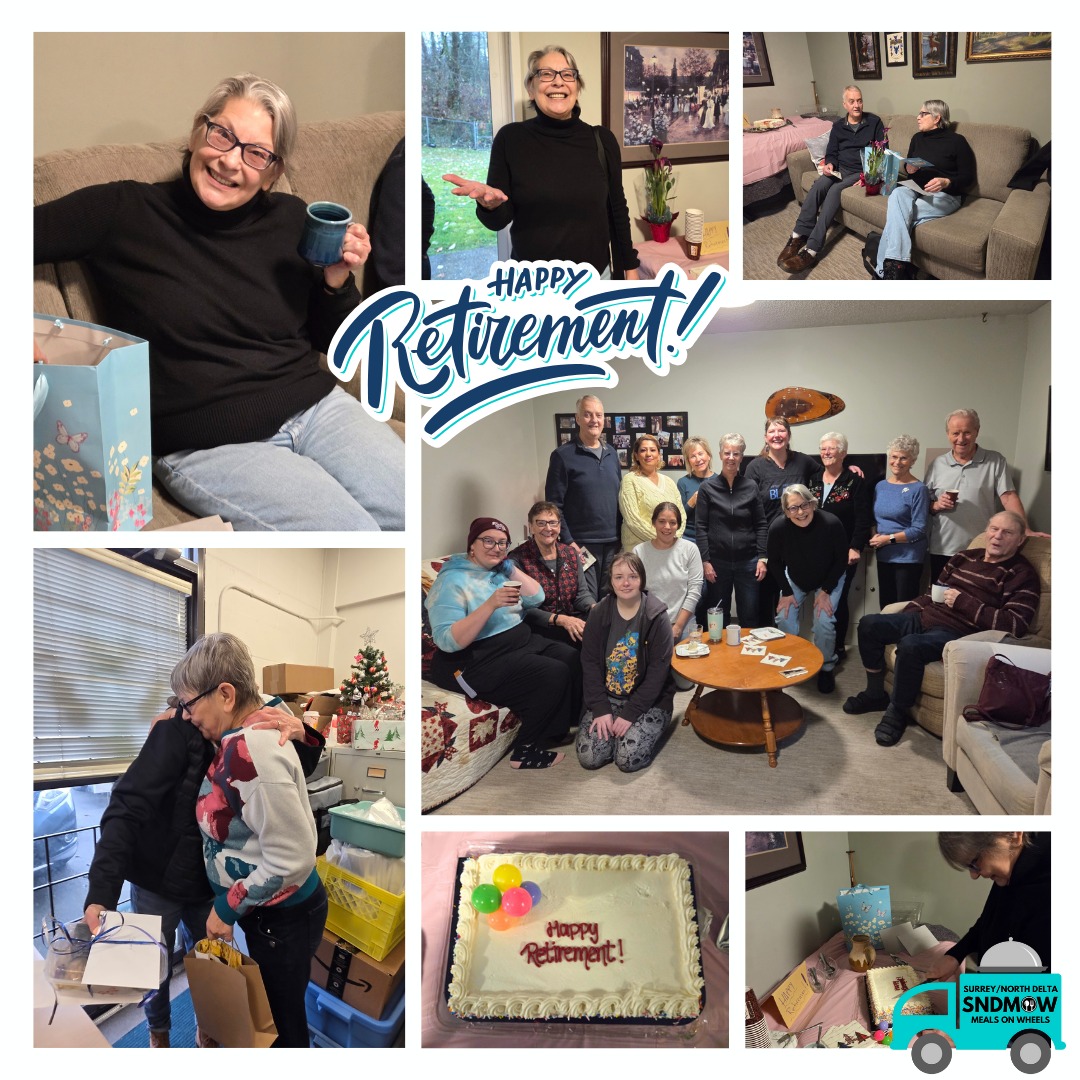🎉Our Administrator had her last day of work today! We want to send her a heartfelt thank you for her many years of service, for going above and beyond her duties, and for the love and dedication she has shown to our clients.We had a small celebration to recognize her contributions and to congratulate her on retirement. Best wishes to you, Christine, for the new year and your new adventure in life💟#surreynorthdeltamow #sndmow #surreybc #mealsonwheels #morethanjustameal #mealsforseniors #communityservice #serviceforseniors #likefollowsharecomment